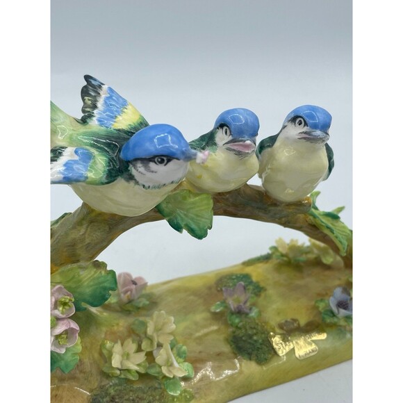 Vintage Crown Staffordshire 3 Bluebirds on Log Bone China Figurine by J.T. Jones - Picture 7 of 12